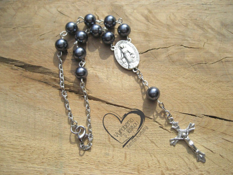 Růženec do auta - antracit talisman růženec ochrana amulet ochranný do auta řidič autorůženec na cestách  Růženec do auta - antracit talisman růženec ochrana amulet ochranný do auta řidič autorůženec na cestách