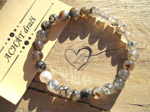 Náramek Achát dračí 8mm náramek minerál minerální pro alergiky  Náramek Achát dračí 8mm náramek minerál minerální pro alergiky