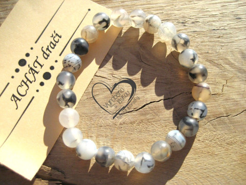 Náramek Achát dračí matný 8mm náramek minerál minerální pro alergiky  Náramek Achát dračí matný 8mm náramek minerál minerální pro alergiky