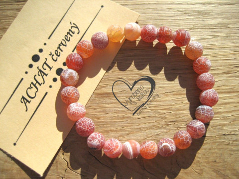 Náramek Achát červený matný 8mm náramek minerál minerální pro alergiky  Náramek Achát červený matný 8mm náramek minerál minerální pro alergiky