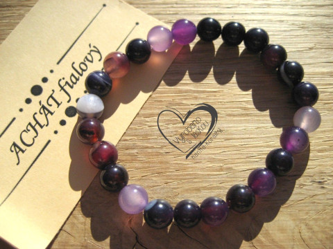 Náramek Achát fialový 8mm náramek minerál minerální pro alergiky  Náramek Achát fialový 8mm náramek minerál minerální pro alergiky