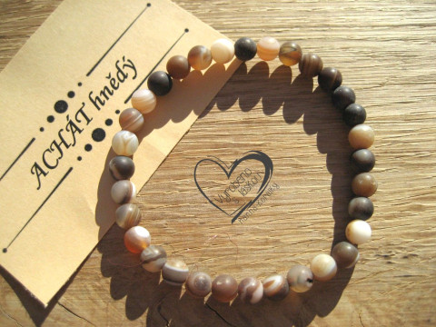 Náramek Achát hnědý matný 6mm náramek minerál minerální pro alergiky  Náramek Achát hnědý matný 6mm náramek minerál minerální pro alergiky