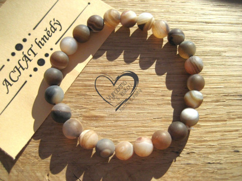 Náramek Achát hnědý matný 8mm náramek minerál minerální pro alergiky  Náramek Achát hnědý matný 8mm náramek minerál minerální pro alergiky