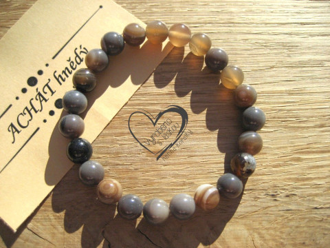 Náramek Achát hnědý 8mm náramek minerál minerální pro alergiky  Náramek Achát hnědý 8mm náramek minerál minerální pro alergiky