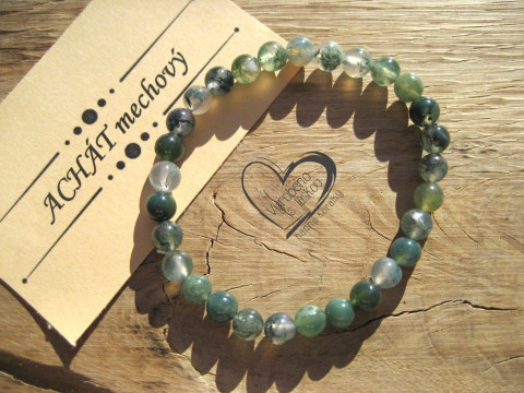 Náramek Achát mechový 6mm náramek minerál minerální pro alergiky  Náramek Achát mechový 6mm náramek minerál minerální pro alergiky