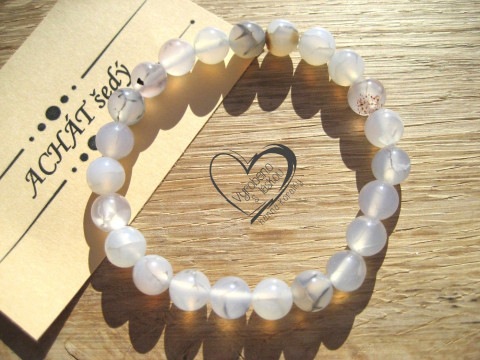 Náramek Achát šedý 8mm náramek minerál minerální pro alergiky  Náramek Achát šedý 8mm náramek minerál minerální pro alergiky
