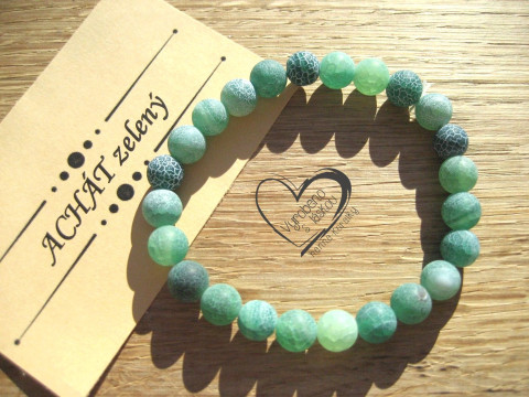 Náramek Achát zelený matný 8mm náramek minerál minerální pro alergiky  Náramek Achát zelený matný 8mm náramek minerál minerální pro alergiky