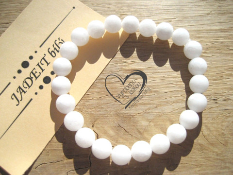 Náramek Jadeit bílý 8mm náramek minerál minerální pro alergiky  Náramek Jadeit bílý 8mm náramek minerál minerální pro alergiky