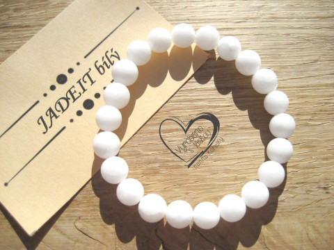 Náramek Jadeit bílý matný 8mm náramek minerál minerální pro alergiky  Náramek Jadeit bílý matný 8mm náramek minerál minerální pro alergiky