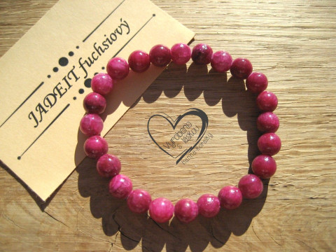 Náramek Jadeit fuchsiový 8mm náramek minerál minerální pro alergiky  Náramek Jadeit fuchsiový 8mm náramek minerál minerální pro alergiky