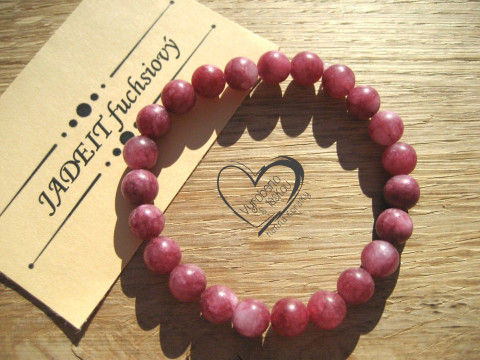 Náramek Jadeit fuchsiový matný 8mm náramek minerál minerální pro alergiky  Náramek Jadeit fuchsiový matný 8mm náramek minerál minerální pro alergiky