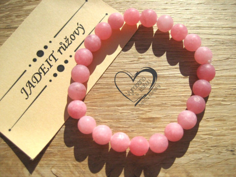 Náramek Jadeit růžový matný 8mm náramek minerál minerální pro alergiky  Náramek Jadeit růžový matný 8mm náramek minerál minerální pro alergiky