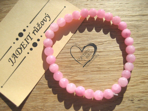 Náramek Jadeit růžový 6mm náramek minerál minerální pro alergiky  Náramek Jadeit růžový 6mm náramek minerál minerální pro alergiky