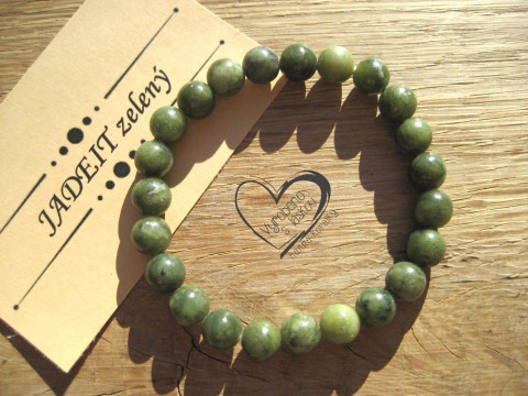 Náramek Jadeit zelený 8mm II. náramek minerál minerální pro alergiky  Náramek Jadeit zelený 8mm II. náramek minerál minerální pro alergiky