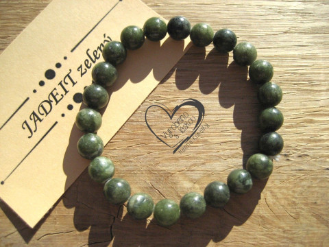 Náramek Jadeit zelený 8mm III. náramek minerál minerální pro alergiky  Náramek Jadeit zelený 8mm III. náramek minerál minerální pro alergiky
