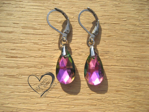 Náušnice - fialové kapky náušnice elegantní ocel kapky slzy  Náušnice - fialové kapky náušnice elegantní ocel kapky slzy