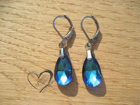 Náušnice - modré kapky náušnice elegantní ocel kapky slzy  Náušnice - modré kapky náušnice elegantní ocel kapky slzy