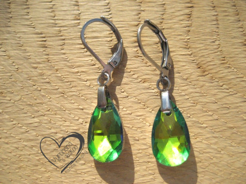 Náušnice - zelené kapky náušnice elegantní ocel kapky slzy  Náušnice - zelené kapky náušnice elegantní ocel kapky slzy