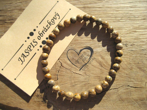 Náramek Jaspis obrázkový 6mm náramek minerál minerální pro alergiky 