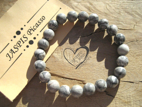 Náramek Jaspis Picasso šedý 8mm náramek minerál minerální pro alergiky 
