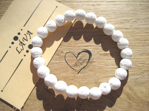 Náramek Láva bílá 8mm náramek minerál minerální pro alergiky 