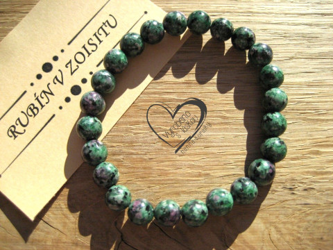 Náramek Rubín v zoisitu 8mm náramek minerál minerální pro alergiky 