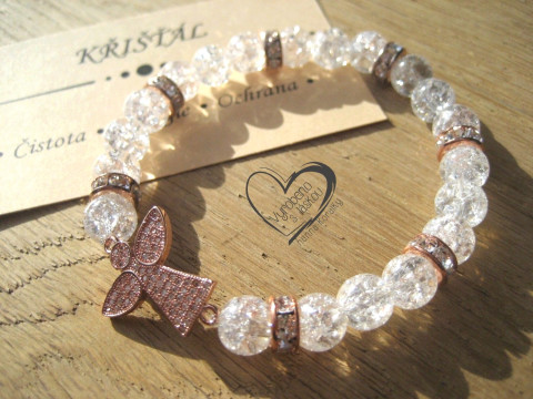 Náramek Křišťál anděl rose gold náramek minerál anděl minerální rose gold 