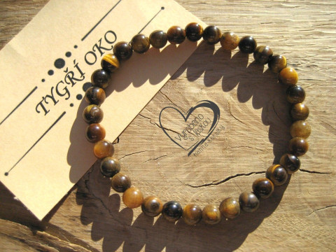 Náramek Tygří oko 6mm náramek minerál minerální pro alergiky 