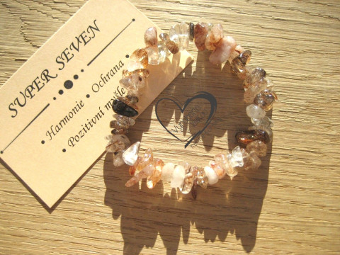 Pružný náramek - Super seven náramek minerál gumička zlomky minerální sekaný 