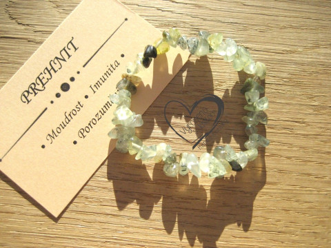 Pružný náramek - Prehnit náramek minerál gumička zlomky minerální sekaný 