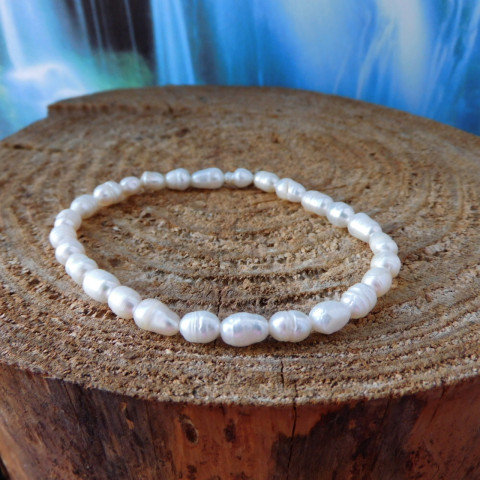 Náramek-bílé říční perličky náramek bílé perly 