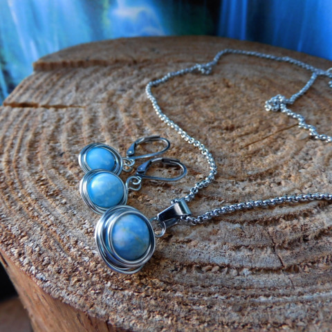 Souprava - nerez - larimar přívěšek souprava červený howlit 