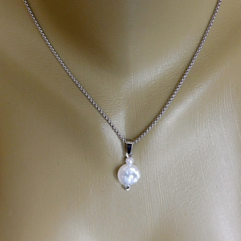 Náhrdelník-imit. keshi perly,nerez náhrdelník nerez keshi srdíčko imit. 