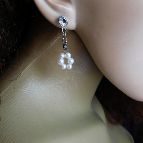 Naušnice,nerez, pravé perly nerez naušnice napichovátka perly říční 