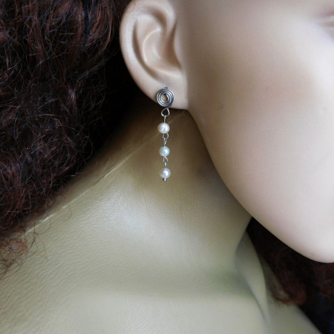 Naušnice,nerez,říční perly nerez naušnice říční perly napichovátka 