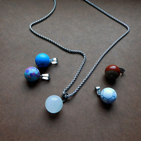 Přívěšek nerez s kuličkou z kamenů polodrahokami nerez přívěšek 