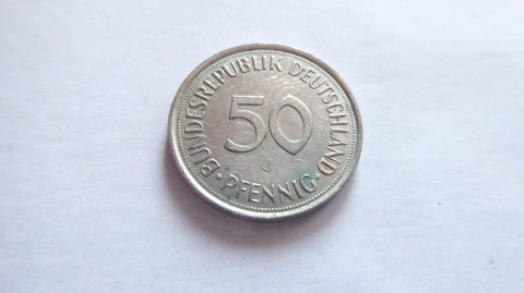 Mince Německo, 50 Pfennig, 1993 kov retro mince sběratelství starožitnost německo raznice sběratel numismatika platidlo mincovna oběživo měna pfennig 