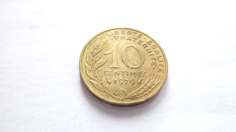 Mince Francie, 10 Centimes, 1979 kov francie retro mince sběratelství starožitnost raznice sběratel numismatika platidlo mincovna oběživo měna 