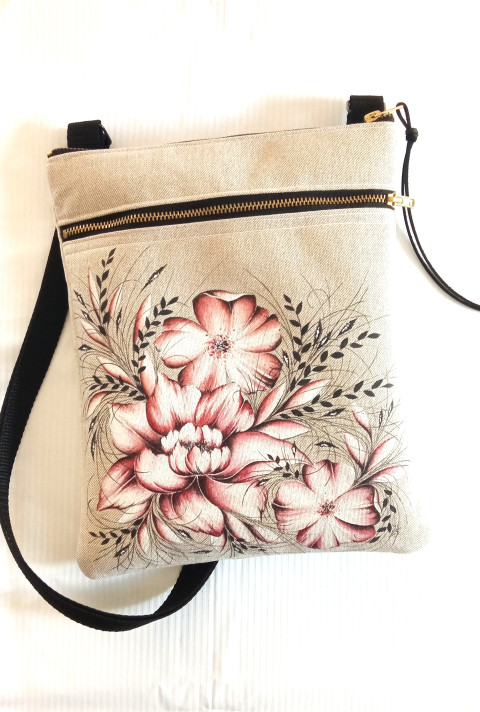 crossbody s kapsou-KAKAOVÉ KVĚTY květy crossbody 