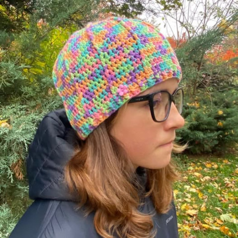 Pestrobarevný baret dívčí barevná pestrá baret baretka  Pestrobarevný baret dívčí barevná pestrá baret baretka