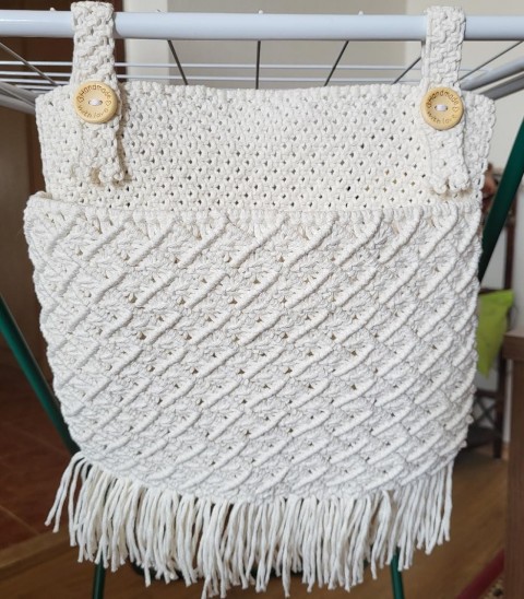 Kapsář drhaný s poutky - 1 kapsa kapsář macramé boho 