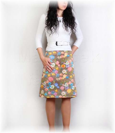 Sukně riflová vz.916 sukně barevná béžová celoroční riflová květa áčková pouzdrová 