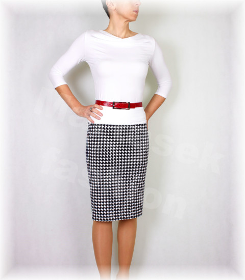 Sukně podzim-jaro vz.920 zima podzim jarní bílá černá sukně úpletová úplet černobílá vzor  Sukně podzim-jaro vz.920 zima podzim jarní bílá černá sukně úpletová úplet černobílá vzor