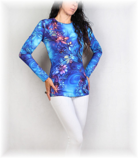 Triko vz.972  i kr.rukáv modrá halenka jarní letní triko úpletová léto tyrkysová řasení pestobarevné  Triko vz.972  i kr.rukáv modrá halenka jarní letní triko úpletová léto tyrkysová řasení pestobarevné