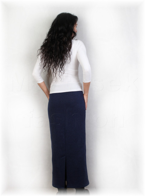 Dlouhá sukně hřejivá (více barev) zima modrá podzim jarní sukně úpletová úplet zimní vínová bordó hořčicová hřejivá 