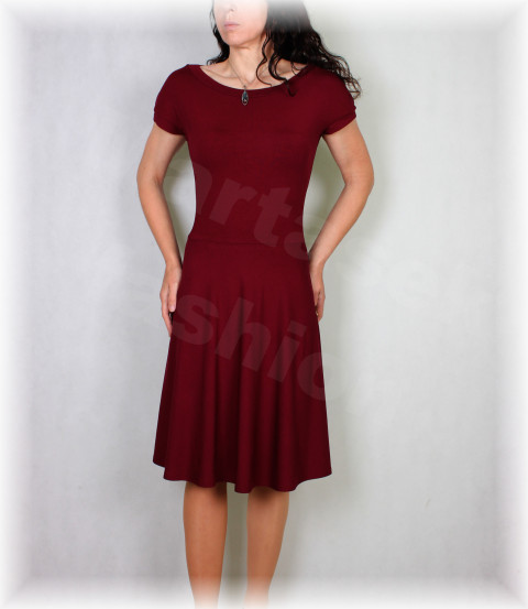 Šaty vz.468 (více barev) červená kolová modrá fialová růžová černá úpletové šaty svatba vínová dámské oslava dovolená bordová 