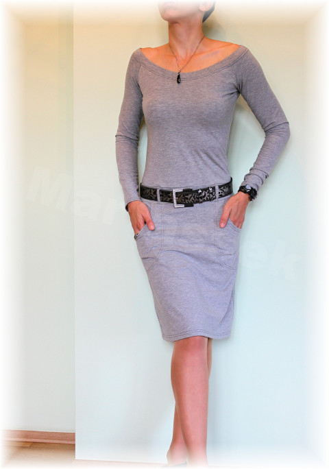 Šaty vz.287 (více barev) sportovní šedé melírované volnočasové jednobarevné přestřižené 