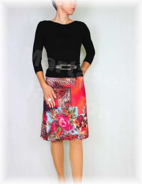 Sukně  vz.553 červená růžová letní sukně úpletová úplet celoroční áčková 