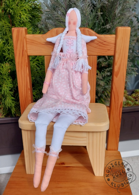 Andělka/Panenka ADÉLKA 45 cm dekorace dárek anděl andílek andělíček andělka křidélka šitý anděl letící andělka 