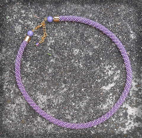 Fialky a levandule - náhrdelník šperk náhrdelník náramek doplněk levandule sada háčkování barevná šeřík spirála duhový veselý dutinka duha fialka nápadný směs odstíny fiealová 